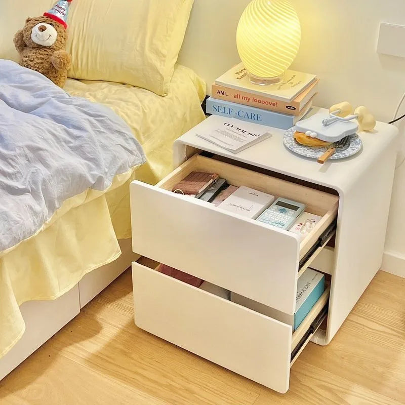 2-layers Modern Bedside Table Storage Bedroom Home Nightstands Solid Wood Drawer Storage Aesthetic Design Bedroom Furniture