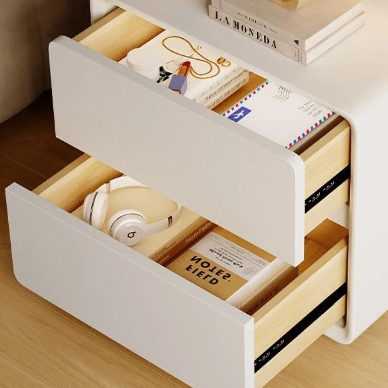 2-layers Modern Bedside Table Storage Bedroom Home Nightstands Solid Wood Drawer Storage Aesthetic Design Bedroom Furniture