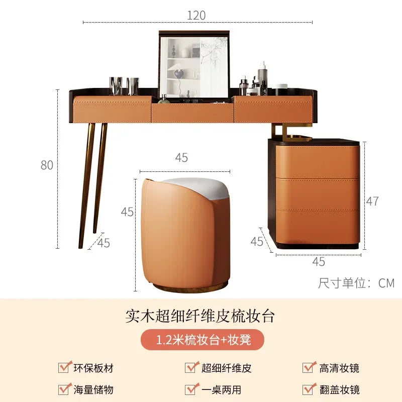 Bedroom Light Luxury Dressing Table Vanity Storage Flip Cabinet One Small Apartment Makeup Dresser Penteadeiras Household Items