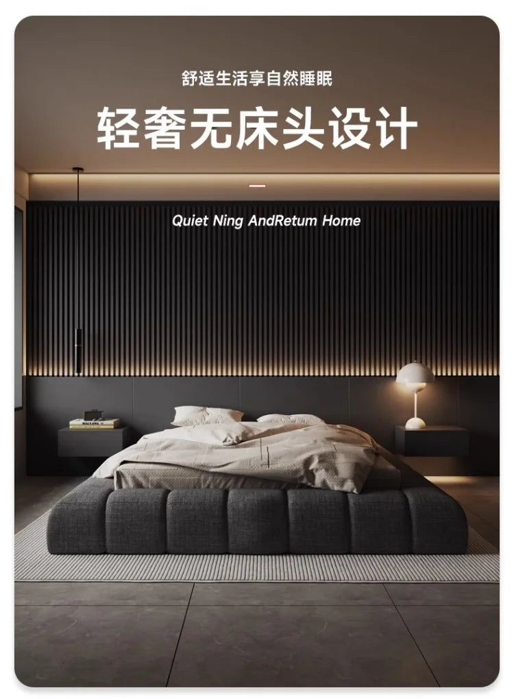 Frame High End Bed Aesthetics Tatami Minimalist Wedding Confortable Bed Master Bedroom Fashionable Design Muebles Furniture
