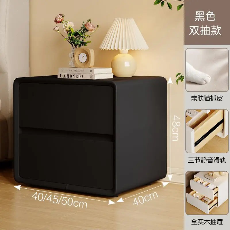 2-layers Modern Bedside Table Storage Bedroom Home Nightstands Solid Wood Drawer Storage Aesthetic Design Bedroom Furniture