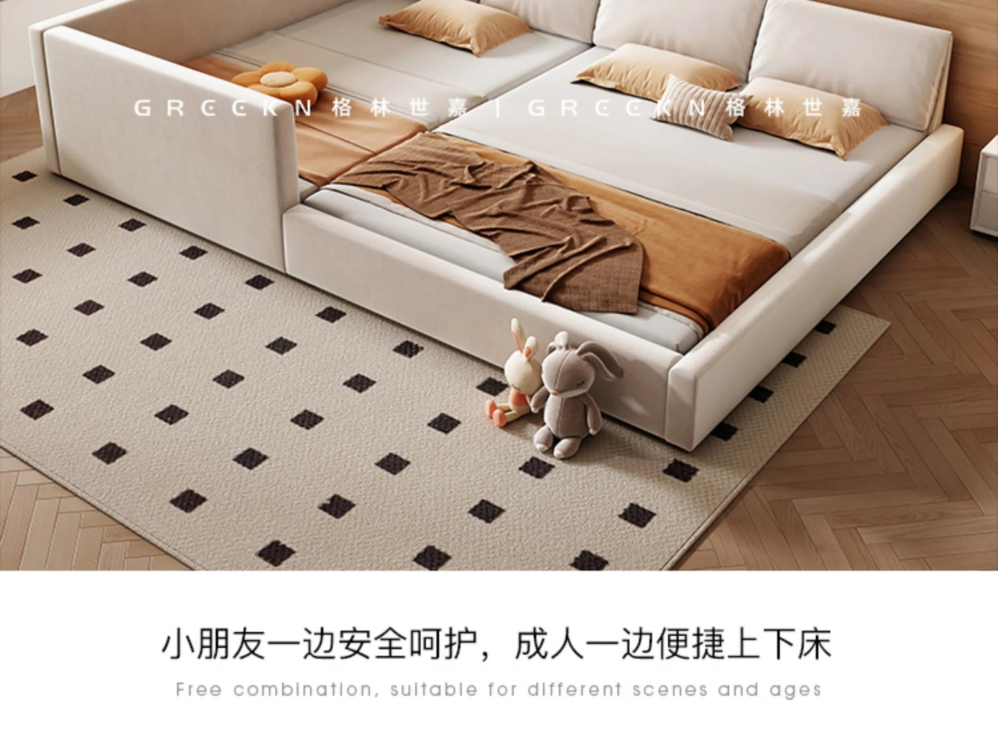 Bedroom Aesthetic Bed Modern Luxury Frame Rail Multifunctional Bed King Size Headboard Camarotes Para Dormitorio Furnitures