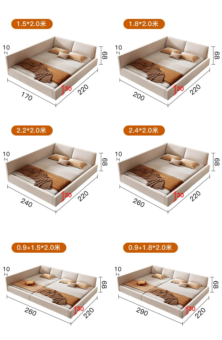Bedroom Aesthetic Bed Modern Luxury Frame Rail Multifunctional Bed King Size Headboard Camarotes Para Dormitorio Furnitures