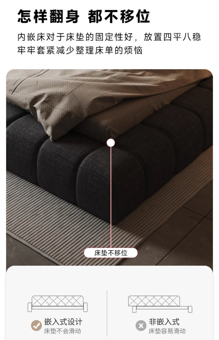 Frame High End Bed Aesthetics Tatami Minimalist Wedding Confortable Bed Master Bedroom Fashionable Design Muebles Furniture