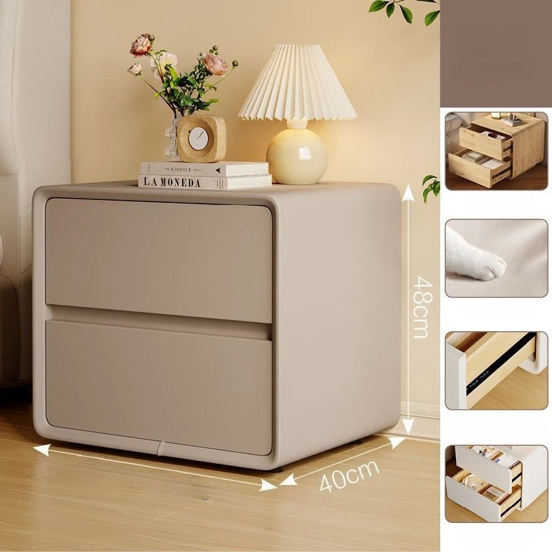 2-layers Modern Bedside Table Storage Bedroom Home Nightstands Solid Wood Drawer Storage Aesthetic Design Bedroom Furniture