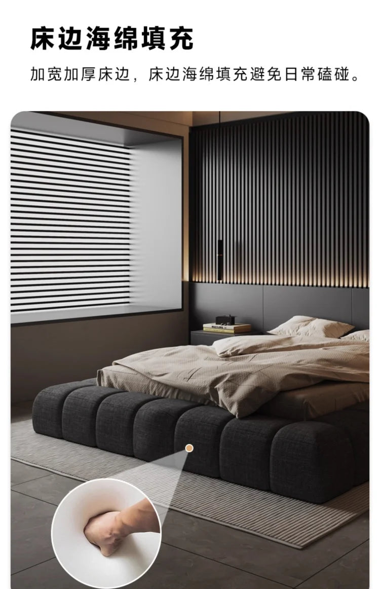 Frame High End Bed Aesthetics Tatami Minimalist Wedding Confortable Bed Master Bedroom Fashionable Design Muebles Furniture
