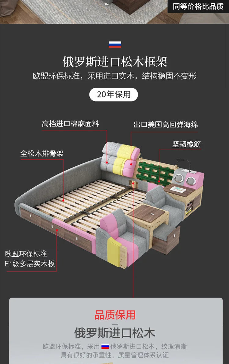 Bedroom Handles Beds Aesthetic Vanity Double Storage Children Beds Sleeping Lounge King Mobili Per La Casa Home Accessories