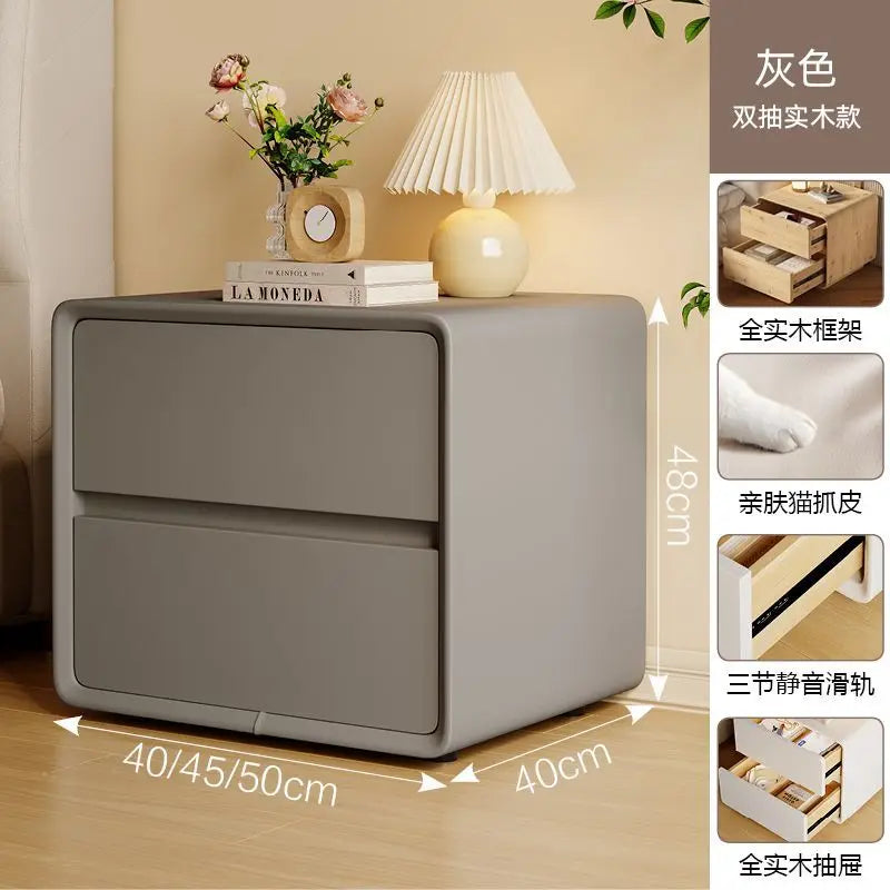 2-layers Modern Bedside Table Storage Bedroom Home Nightstands Solid Wood Drawer Storage Aesthetic Design Bedroom Furniture