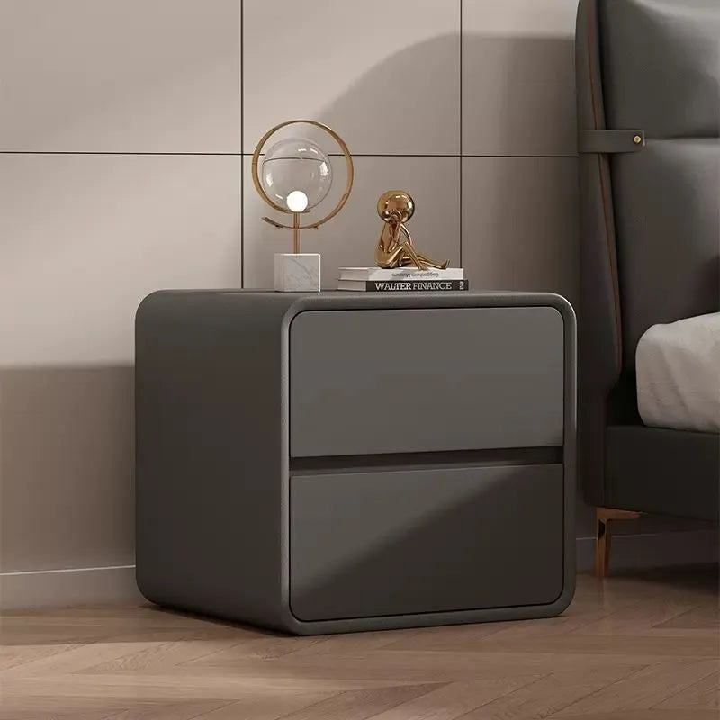 2-layers Modern Bedside Table Storage Bedroom Home Nightstands Solid Wood Drawer Storage Aesthetic Design Bedroom Furniture