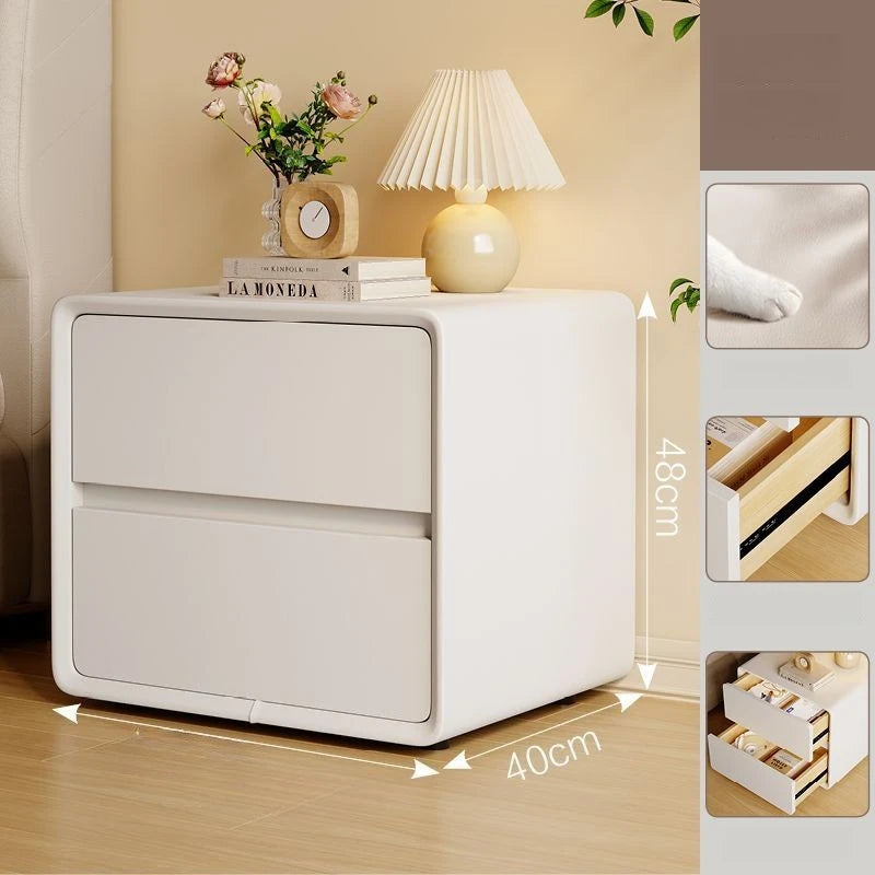 2-layers Modern Bedside Table Storage Bedroom Home Nightstands Solid Wood Drawer Storage Aesthetic Design Bedroom Furniture