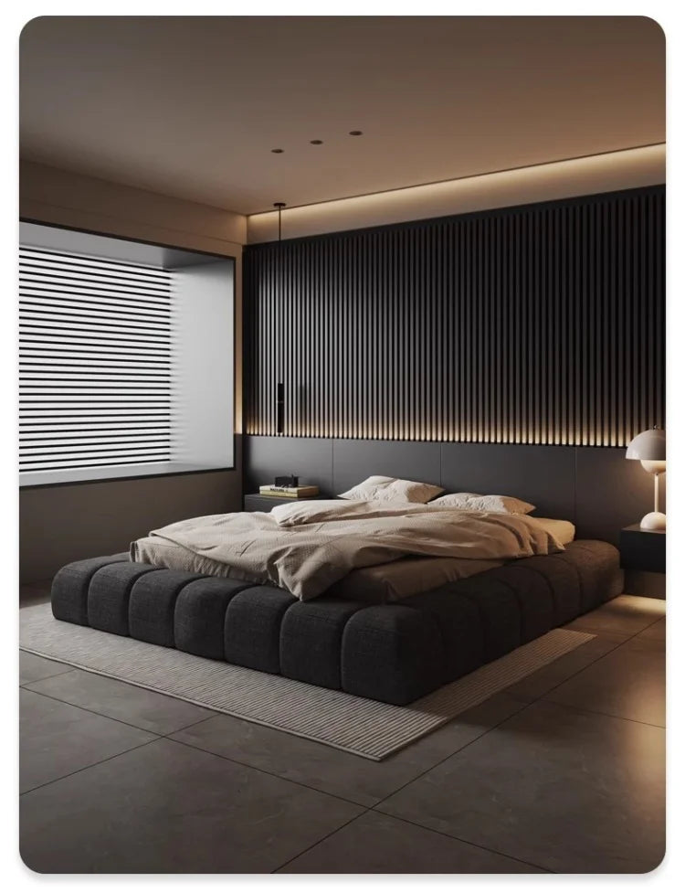 Frame High End Bed Aesthetics Tatami Minimalist Wedding Confortable Bed Master Bedroom Fashionable Design Muebles Furniture